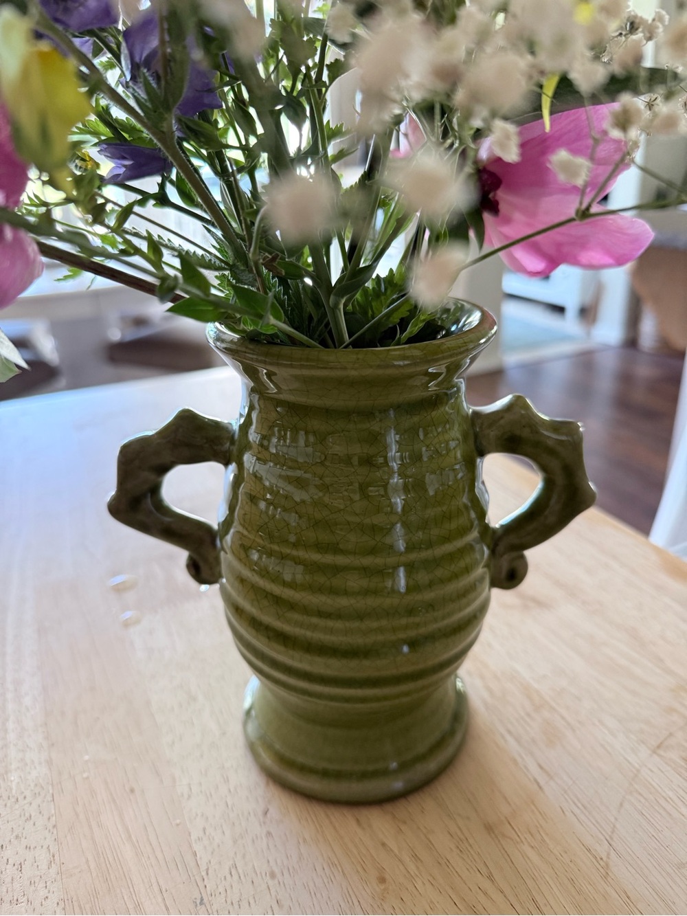 Green Ceramic Double-Handled Vase - Home Accents